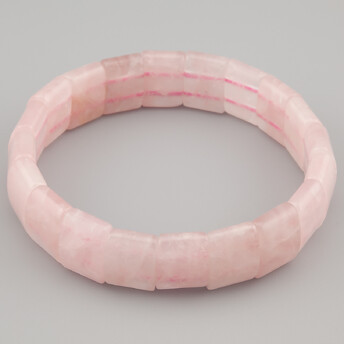 Браслет прямоугольное звено Розовый кварц 15х10х6 мм 20 см 1 шт.
