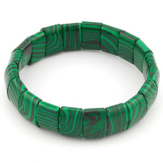 Браслет прямоугольное звено Малахит (имит) 15х10х6 мм 20 см 1 шт.