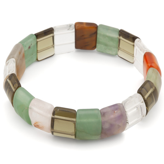 Браслет прямоугольное звено Самоцветы 15х10х6 мм 20 см 1 шт.