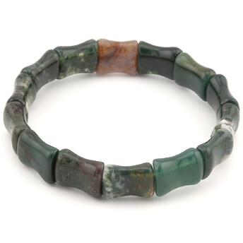 Браслет звено бамбук Агат Моховый 12х15х7 мм 20 см 1 шт.