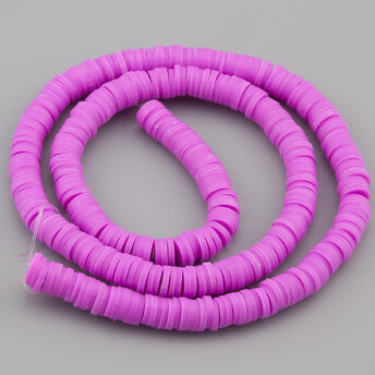 Намистини з полімерної глини Круг 6х1 мм Бузковий яскравий +-40 см (+-350 шт.)