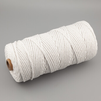 Канат для макраме веревка хлопковая 2 мм +-200 м Белый