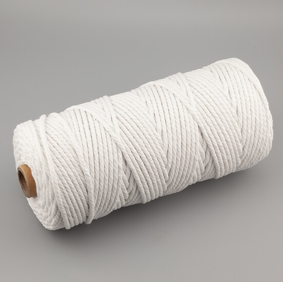 Канат для макраме веревка хлопковая 2 мм +-200 м Белый