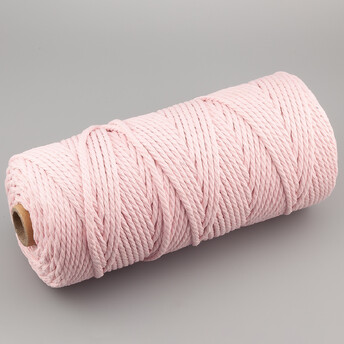 Канат для макраме веревка хлопковая 2 мм +-200 м Розовый светлый
