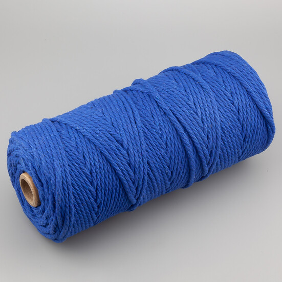 Канат для макраме веревка хлопковая 2 мм +-200 м Синий