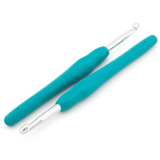 Крючок для вязания металлический с силиконовой ручкой 5,5 мм 1 шт. Голубой