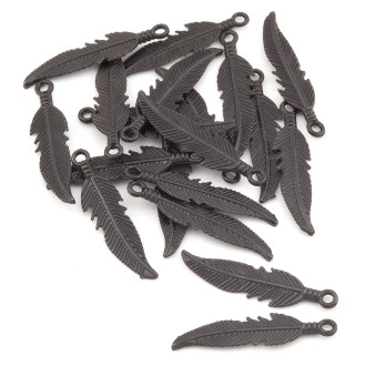 Подвеска Перо нержавеющая сталь 26х6,4 мм 5 шт. Черный