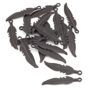 Подвеска Перо нержавеющая сталь 26х6,4 мм 5 шт. Черный