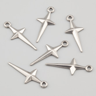 Подвеска Звезда нержавеющая сталь 26х11 мм 1 шт. Платина