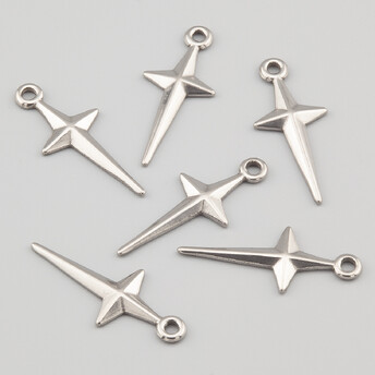 Подвеска Звезда нержавеющая сталь 26х11 мм 1 шт. Платина