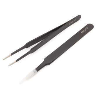 Пинцет прямой тупой для рукоделия нержавеющая сталь 12,2 см 1 шт. Черный
