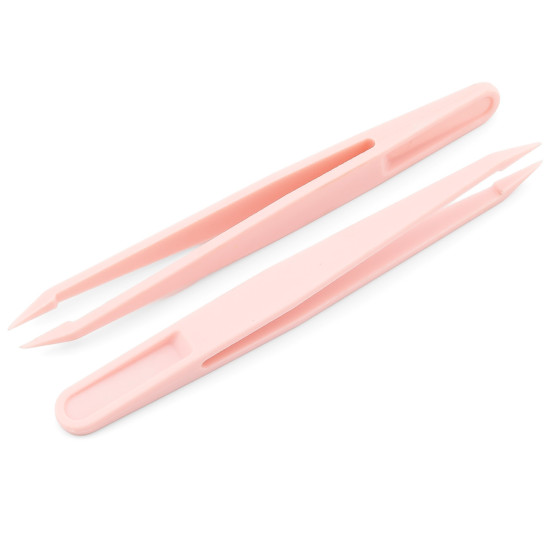 Пинцет пластиковый для рукоделия 11,7 см 1 шт. Розовый светлый