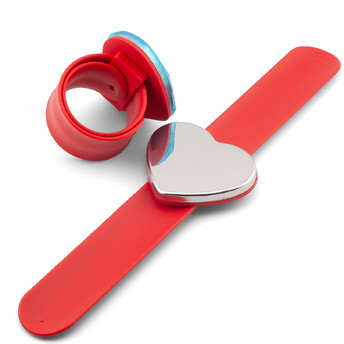 Браслет магнитный 24х3 см платформа Сердце 6х4,8 см Красный