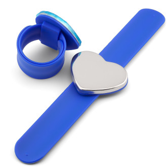 Браслет магнитный 24х3 см платформа Сердце 6х4,8 см Синий