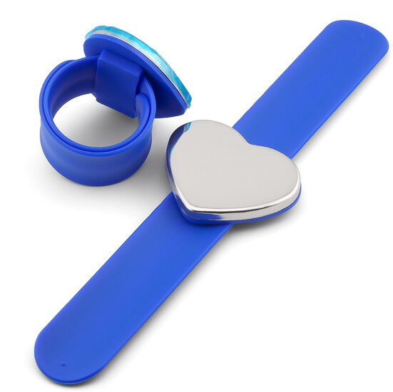 Браслет магнитный 24х3 см платформа Сердце 6х4,8 см Синий