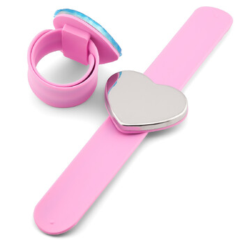 Браслет магнитный 24х3 см платформа Сердце 6х4,8 см Розовый