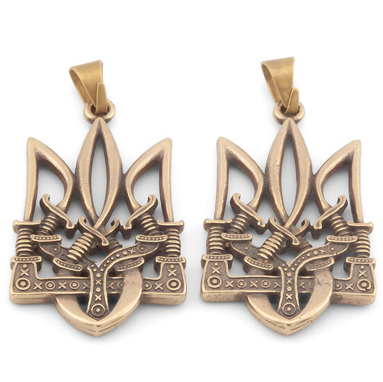 Подвеска Тризуб с мечами 39х24 мм 1 шт. Бронза