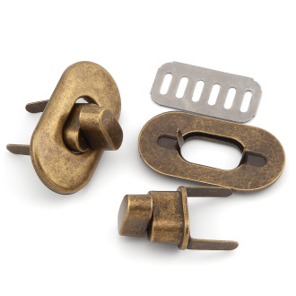 Замок для сумки поворотный 35х19х15 мм 1 шт. Бронза