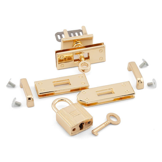 Замок для сумки Эрмес комплект 7 деталей 35х46х47 мм Золото