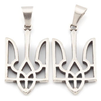 Подвеска Тризуб Герб Украины 32х18 мм 1 шт. Серебро_4Т