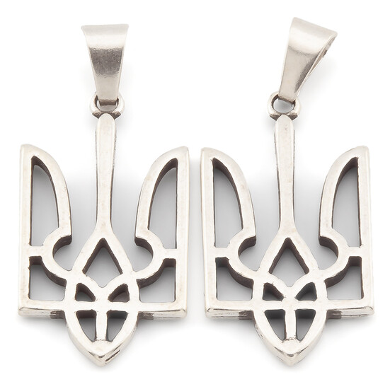 Подвеска Тризуб Герб Украины 32х18 мм 1 шт. Серебро_4Т