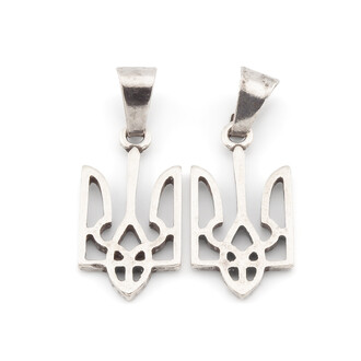 Подвеска Тризуб Герб Украины 24х12 мм 1 шт. Серебро_2Т