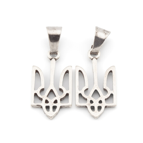 Подвеска Тризуб Герб Украины 24х12 мм 1 шт. Серебро_2Т