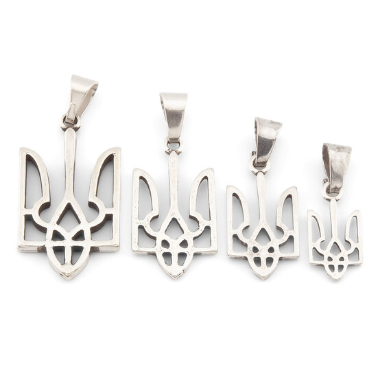 Подвеска Тризуб Герб Украины 32х18 мм 1 шт. Серебро_4Т