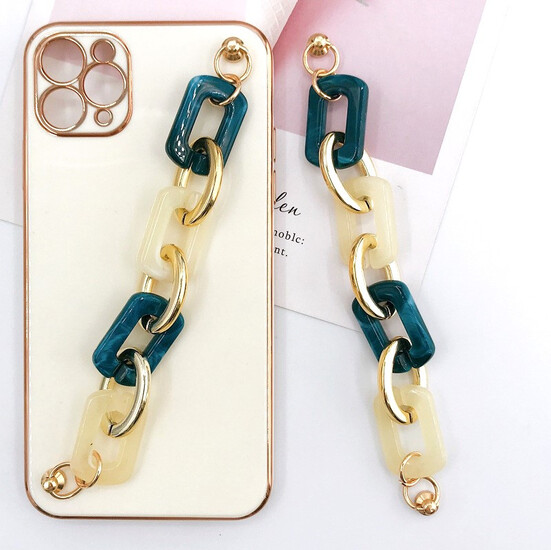 Держатель телефона декор чехла Цепь Мрамор 17,5х2 см 1 шт. Зеленый