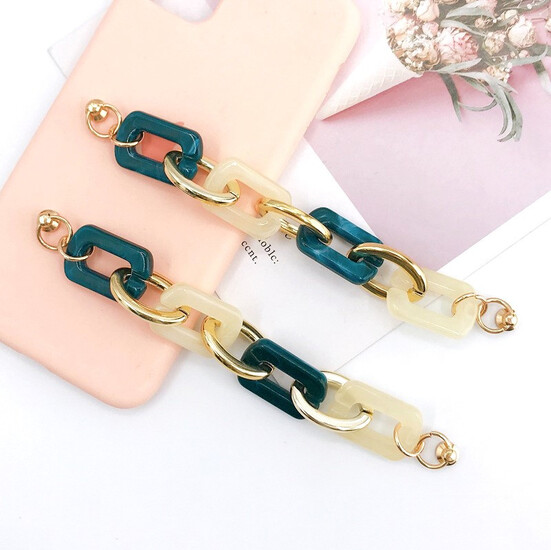 Держатель телефона декор чехла Цепь Мрамор 17,5х2 см 1 шт. Зеленый