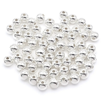 Бусины пластиковые под металл 5 мм Ø 1,4 мм +-15 г (365 шт.) Серебристий