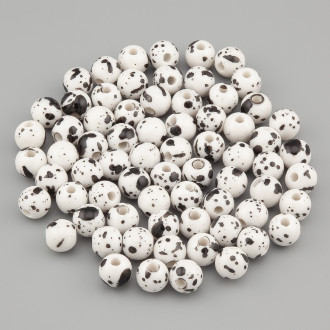 Бусины пластиковые с разводами 8 мм Ø 2 мм Белый с черным