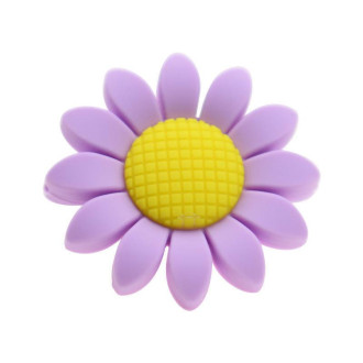 Бусина Подсолнух силиконовая для грызунков 40х10 мм 1 шт. Сиреневый с желтым