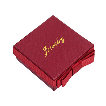 Ювелирная упаковка коробка для колье сережек кольца 7,5х7,5х3,5 см 1 шт. Бордовий