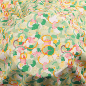 Ткань 100% вискоза LuxFabric 153 г/м² 1,45 м 1 м принт Green daffodil