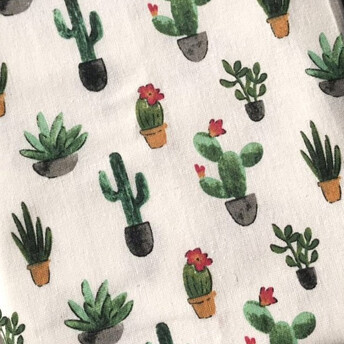 Ткань 55% лен 45% хлопок 160 г/м² 1,5 м 1 м принт Multi-colored cactus