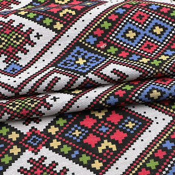 Ткань 55% лен 45% хлопок 160 г/м² 1,5 м 1 м принт Ethnic geometry