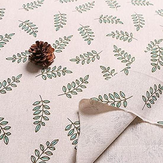 Ткань 55% лен 45% хлопок 160 г/м² 1,5 м 1 м принт Green leaves