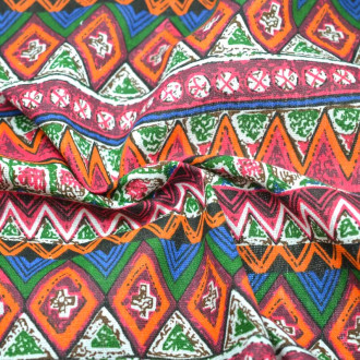 Ткань 55% лен 45% хлопок 160 г/м² 1,5 м 1 м принт Red folk style