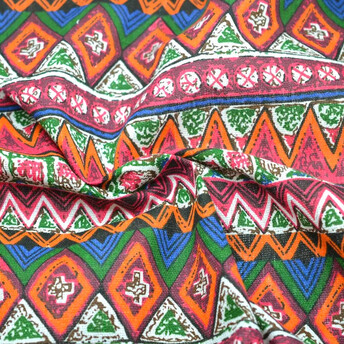 Ткань 55% лен 45% хлопок 160 г/м² 1,5 м 1 м принт Red folk style