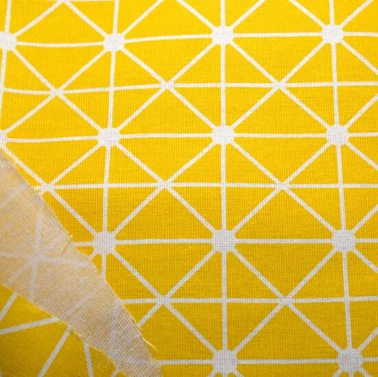 Ткань 55% лен 45% хлопок 160 г/м² 1,5 м 1 м принт Yellow geometry