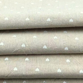 Ткань 55% лен 45% хлопок 160 г/м² 1,5 м 1 м принт Little white heart