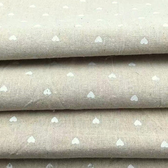 Ткань 55% лен 45% хлопок 160 г/м² 1,5 м 1 м принт Little white heart