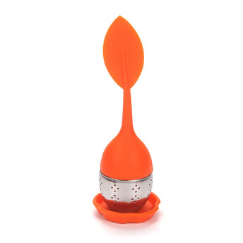 Ситечко для заварки Листочек 15х4 см подставка 5х1 см 1 шт. Оранжевый