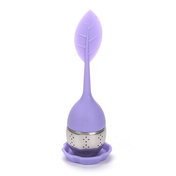 Ситечко для заварки Листочек 15х4 см подставка 5х1 см 1 шт. Сиреневый