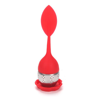 Ситечко для заварки Листочек 15х4 см подставка 5х1 см 1 шт. Красный