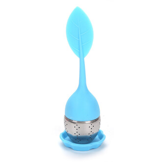 Ситечко для заварки Листочек 15х4 см подставка 5х1 см 1 шт. Голубой