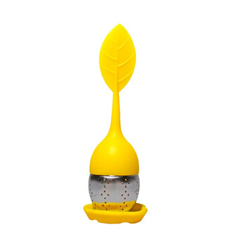 Ситечко для заварки Листочек 15х4 см подставка 5х1 см 1 шт. Желтый