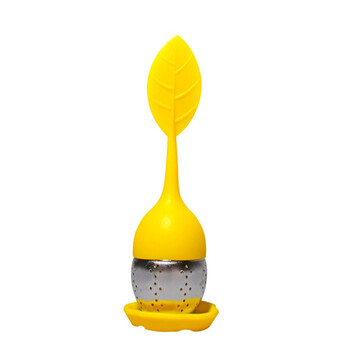 Ситечко для заварки Листочек 15х4 см подставка 5х1 см 1 шт. Желтый