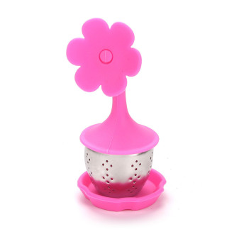 Ситечко для заварки Цветочек 11х4 см подставка 5х1 см 1 шт. Розовый